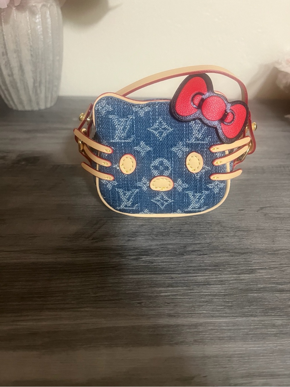 Hello Kitty Denim Monogram Mini Crossbody Bag - Blue - Picture 3 of 6